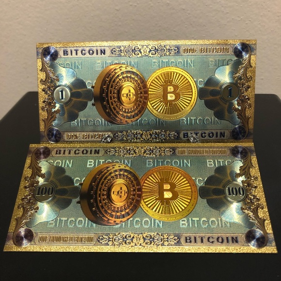24k Gold Plated Bitcoin (Cryptocurrency) Banknote Set - Picture 1 of 6